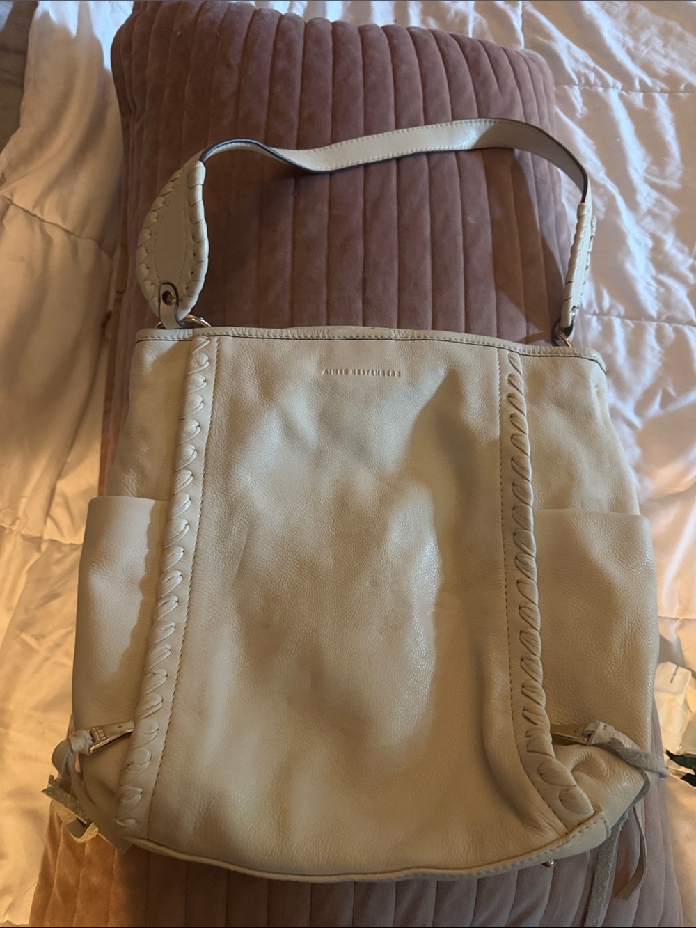 Aimee Kestenberg Ivory Leather Shoulder Hobo Bag